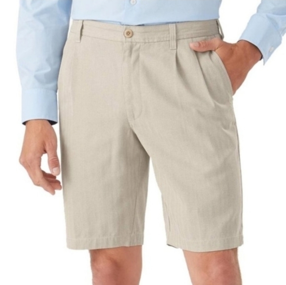 Tommy Bahama Silk Blend Shorts Bermuda Beige Cream 38L Quiet Luxury Inseam 11"